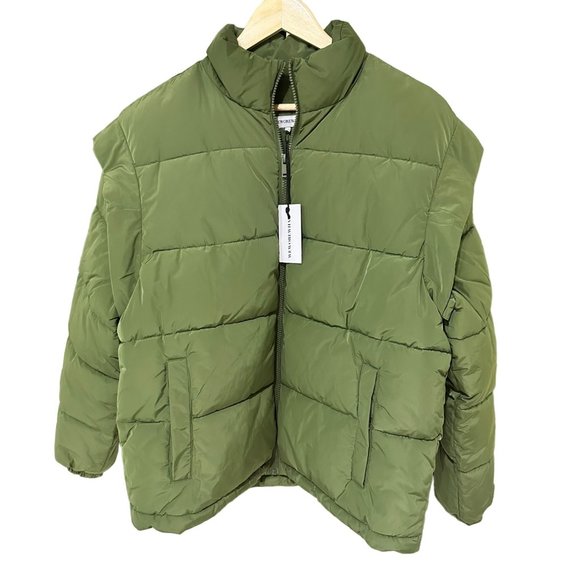We Wore What Jackets & Blazers - NWT We Wore What Green Puffer Vest Jacket Removable Sleeves Outerwear Womens S